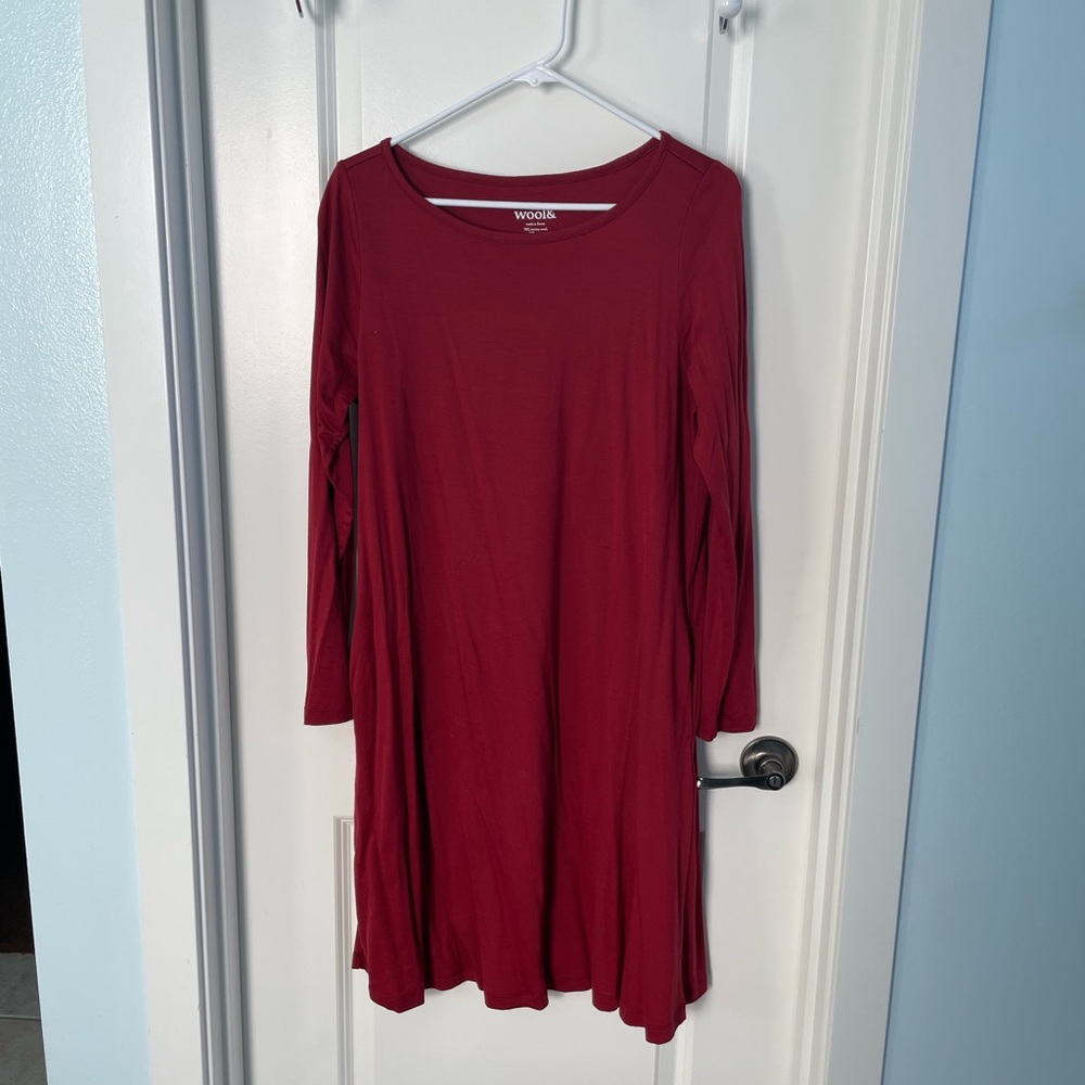 Wool& Rowena Swing Dress, Modern Red LONG